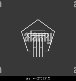 initial monogram AA with monoline pillar logo design ideas Stock Vector