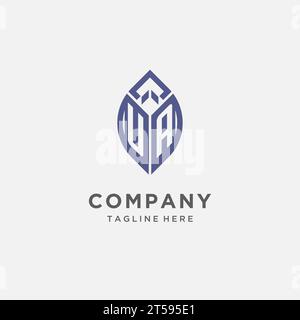 UA logo with leaf shape, clean and modern monogram initial logo design vector graphic Stock Vector