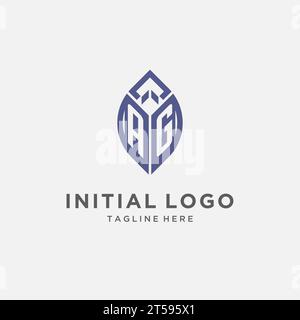 AG logo with leaf shape, clean and modern monogram initial logo design vector graphic Stock Vector