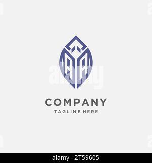 AA logo with leaf shape, clean and modern monogram initial logo design vector graphic Stock Vector