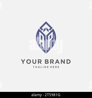 AP logo with leaf shape, clean and modern monogram initial logo design vector graphic Stock Vector