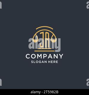 JA initial with scale of justice logo design template, luxury law and attorney logo design ideas, vector graphic Stock Vector