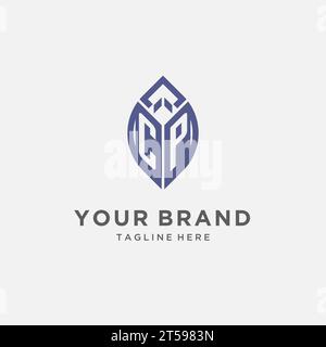 CP logo with leaf shape, clean and modern monogram initial logo design vector graphic Stock Vector