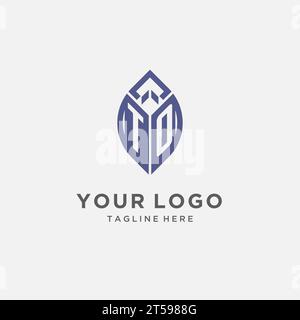 TO logo with leaf shape, clean and modern monogram initial logo design vector graphic Stock Vector