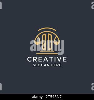 QD initial with scale of justice logo design template, luxury law and attorney logo design ideas, vector graphic Stock Vector