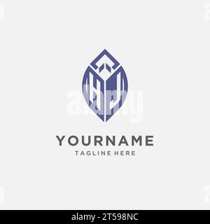 HJ logo with leaf shape, clean and modern monogram initial logo design vector graphic Stock Vector