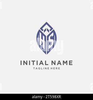 HS logo with leaf shape, clean and modern monogram initial logo design vector graphic Stock Vector