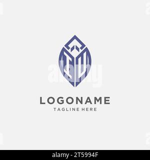 IU logo with leaf shape, clean and modern monogram initial logo design vector graphic Stock Vector