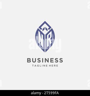 NR logo with leaf shape, clean and modern monogram initial logo design vector graphic Stock Vector