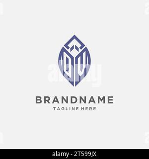 OV logo with leaf shape, clean and modern monogram initial logo design vector graphic Stock Vector