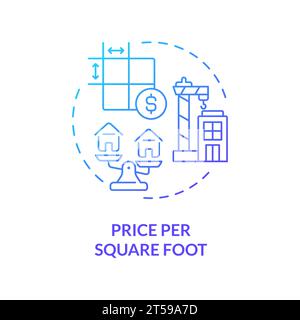 2D thin line gradient icon price per square foot concept Stock Vector
