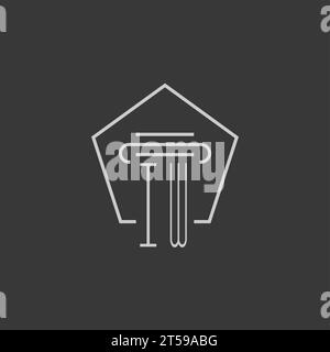 IW initial with monoline pillar logo style, luxury monogram logo design ...
