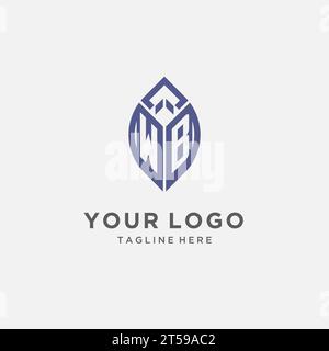 WB logo with leaf shape, clean and modern monogram initial logo design vector graphic Stock Vector