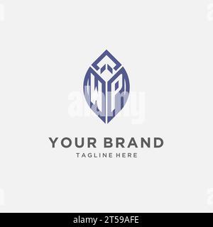 WP logo with leaf shape, clean and modern monogram initial logo design vector graphic Stock Vector