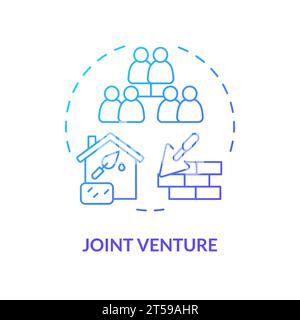 2D thin line gradient icon joint venture concept Stock Vector