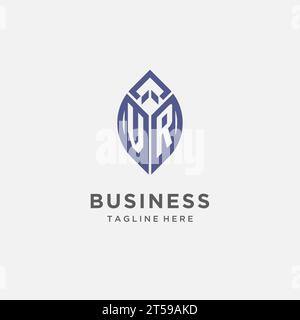 VR logo with leaf shape, clean and modern monogram initial logo design vector graphic Stock Vector