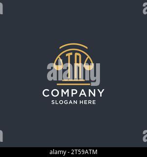 TA initial with scale of justice logo design template, luxury law and attorney logo design ideas, vector graphic Stock Vector