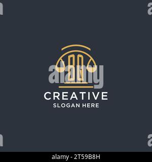 BQ initial with scale of justice logo design template, luxury law and attorney logo design ideas, vector graphic Stock Vector