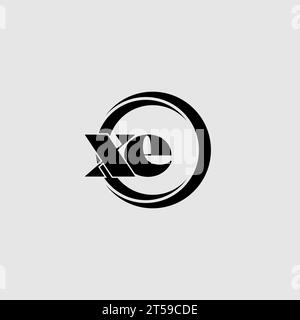 Letters XE simple circle linked line logo vector graphic Stock Vector