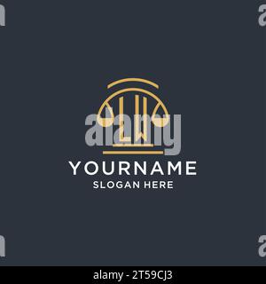 LW initial with scale of justice logo design template, luxury law and attorney logo design ideas, vector graphic Stock Vector
