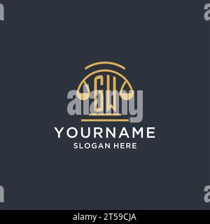 GW initial with scale of justice logo design template, luxury law and attorney logo design ideas, vector graphic Stock Vector