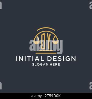 OY initial with scale of justice logo design template, luxury law and attorney logo design ideas, vector graphic Stock Vector