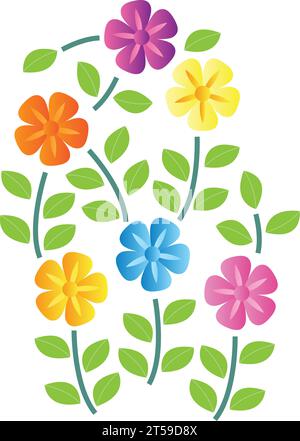 Foliage And Multi Color Flowers watercolor for Fashion Design. Stock Vector