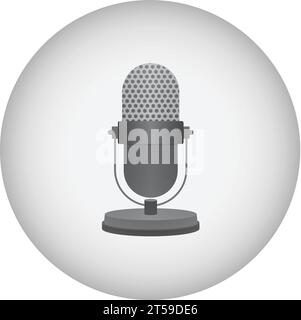 Button with studio table microphone icon Stock Vector