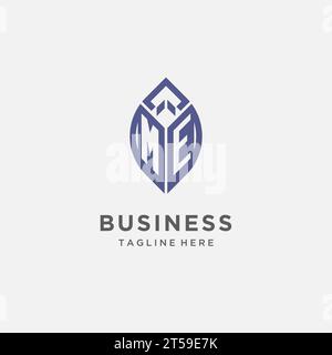ME logo with leaf shape, clean and modern monogram initial logo design vector graphic Stock Vector