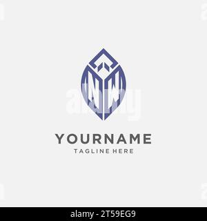 NW logo with leaf shape, clean and modern monogram initial logo design vector graphic Stock Vector