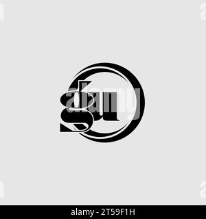 Letters GU simple circle linked line logo vector graphic Stock Vector