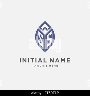 SS logo with leaf shape, clean and modern monogram initial logo design vector graphic Stock Vector