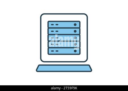 server rack icon. icon related to device, computer technology. flat line icon style. simple vector design editable Stock Vector