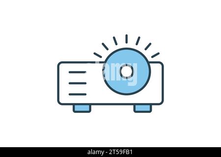 projector icon. icon related to device, computer technology. flat line icon style. simple vector design editable Stock Vector