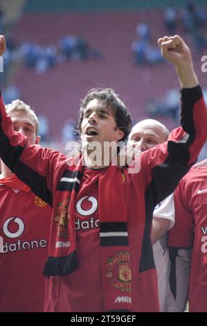 RUUD VAN NISTELROOY, FA CUP FINAL, 2004: Ruud van Nistelrooy celebrates after the match. FA Cup Final 2004, Manchester United v Millwall, May 22 2004. Photograph: ROB WATKINS   Pictured: Stock Photo