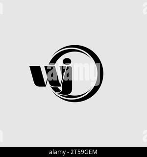 Letters WJ simple circle linked line logo vector graphic Stock Vector