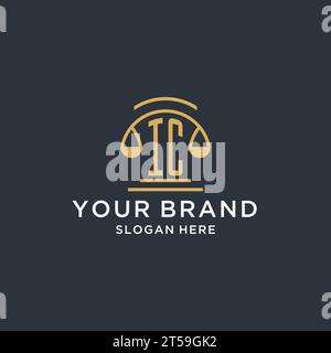 IC initial with scale of justice logo design template, luxury law and attorney logo design ideas, vector graphic Stock Vector