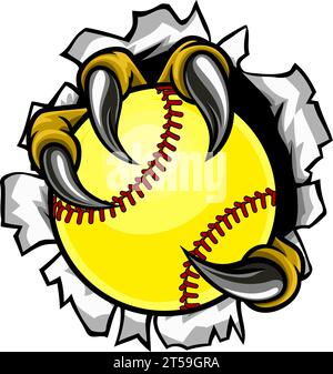 Claw Monster Talons Hand Holding Softball Ball Stock Vector