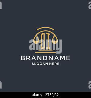 OI initial with scale of justice logo design template, luxury law and attorney logo design ideas, vector graphic Stock Vector