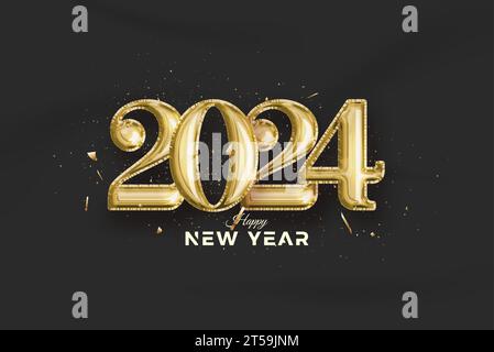 Happy New Year 2024 luxurious numbers, Premium vector illustration ...