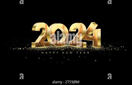 Happy New Year 2024 luxurious numbers, Premium vector illustration ...