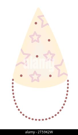 Cute birthday cone hat in pink and yellow colors, soft and tender pastel palette Stock Vector