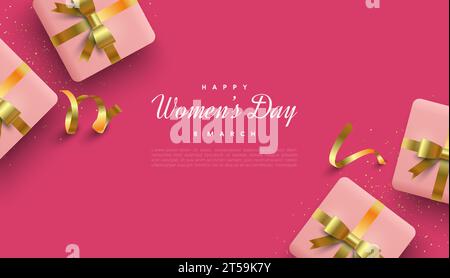 Premium Photo  Pink ribbon for gift wrapping on pink background