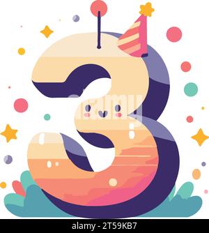 Number 3 Birthday Vector Illustration Stock Vector