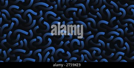 Monochrome doodle pattern. Funny monochrome pattern. Curved blue lines Stock Vector