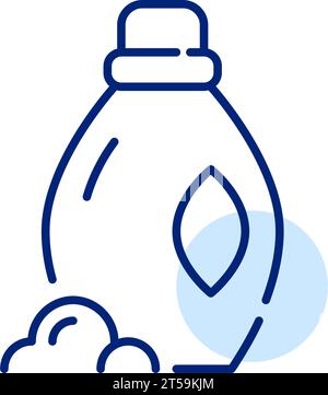 Liquid laundry detergent with ample foam sud. Pixel perfect, editable stroke icon Stock Vector