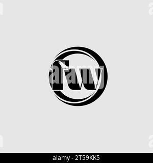 Letters FW simple circle linked line logo vector graphic Stock Vector