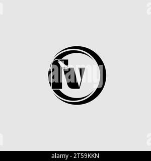 Letters FV simple circle linked line logo vector graphic Stock Vector