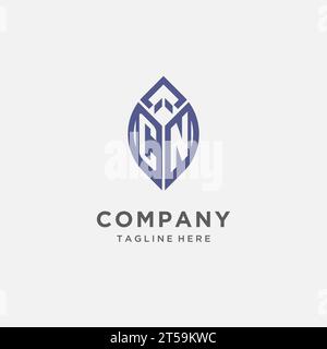 CN logo with leaf shape, clean and modern monogram initial logo design vector graphic Stock Vector