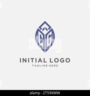 CG logo with leaf shape, clean and modern monogram initial logo design vector graphic Stock Vector